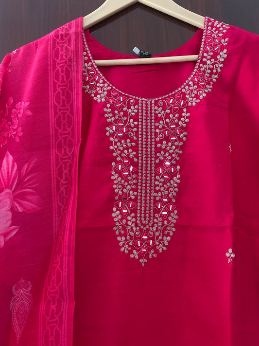 Pink kurta set with printed Duptta